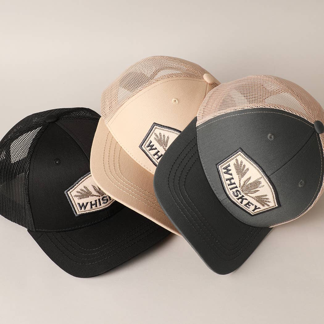 Men's Embroidered Whiskey Patch Baseball Cap with Mesh Back