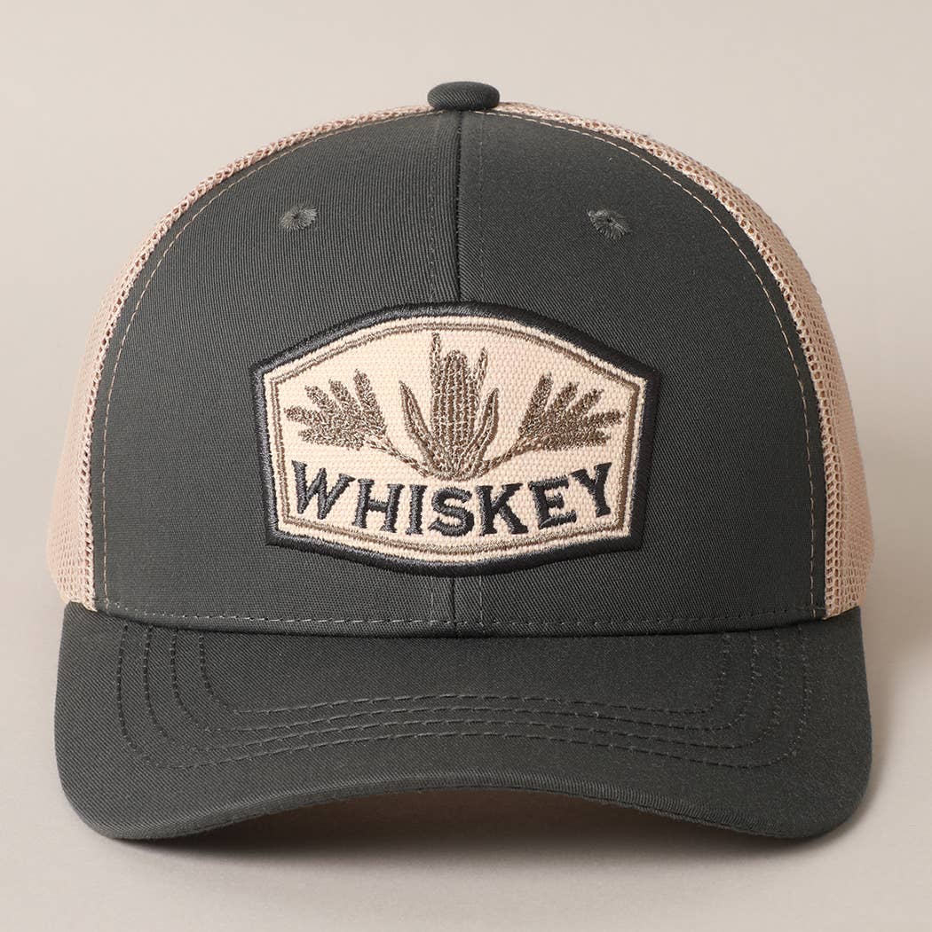 Men's Embroidered Whiskey Patch Baseball Cap with Mesh Back