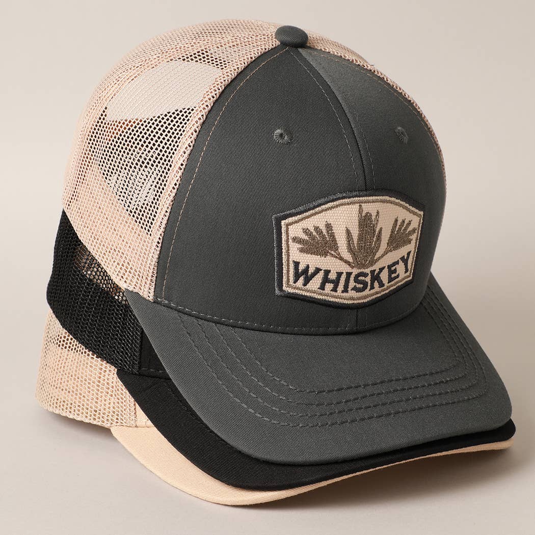 Men's Embroidered Whiskey Patch Baseball Cap with Mesh Back
