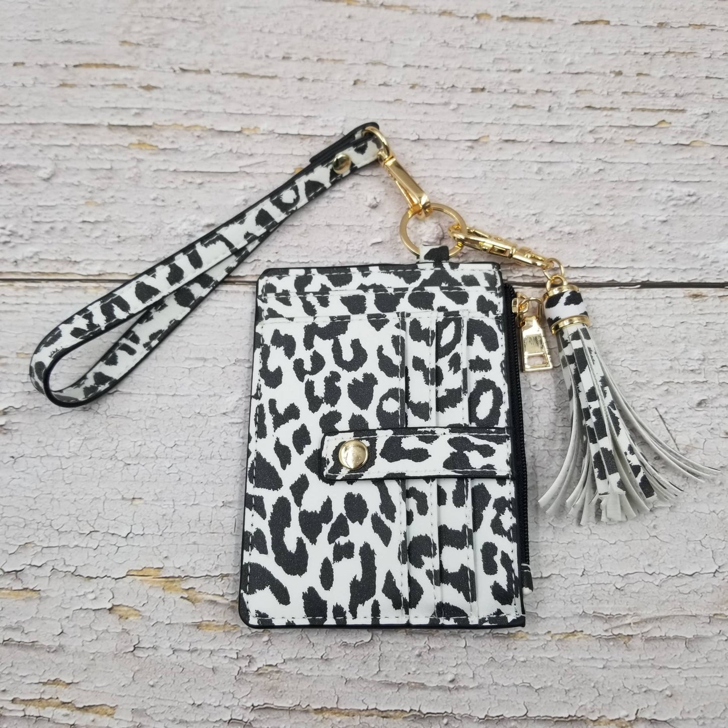 Leopard Wristlet Wallet Tassels Card Bag