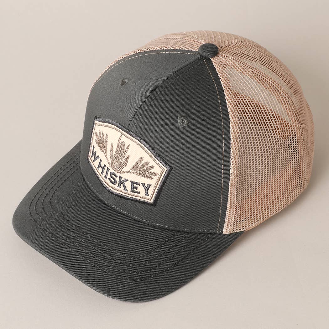 Men's Embroidered Whiskey Patch Baseball Cap with Mesh Back