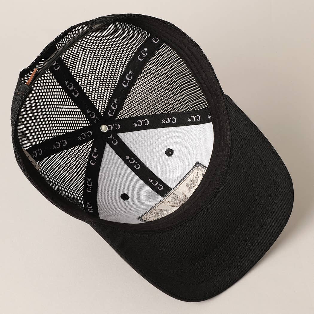 Men's Embroidered Whiskey Patch Baseball Cap with Mesh Back
