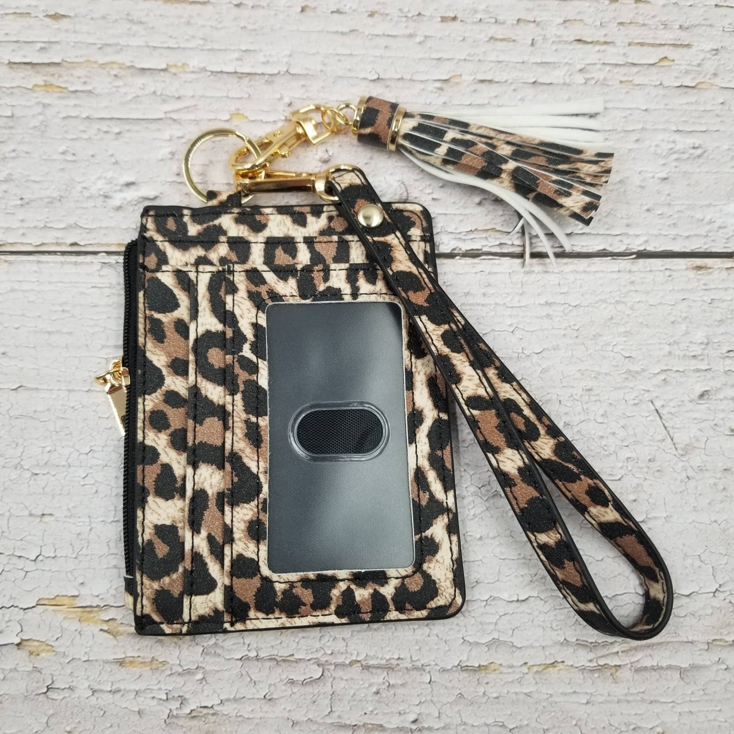 Leopard Wristlet Wallet Tassels Card Bag