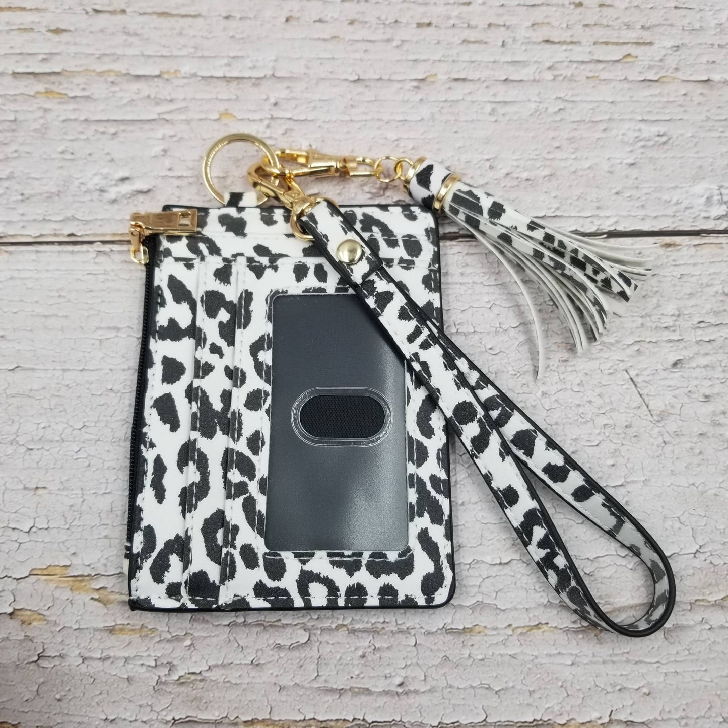 Leopard Wristlet Wallet Tassels Card Bag