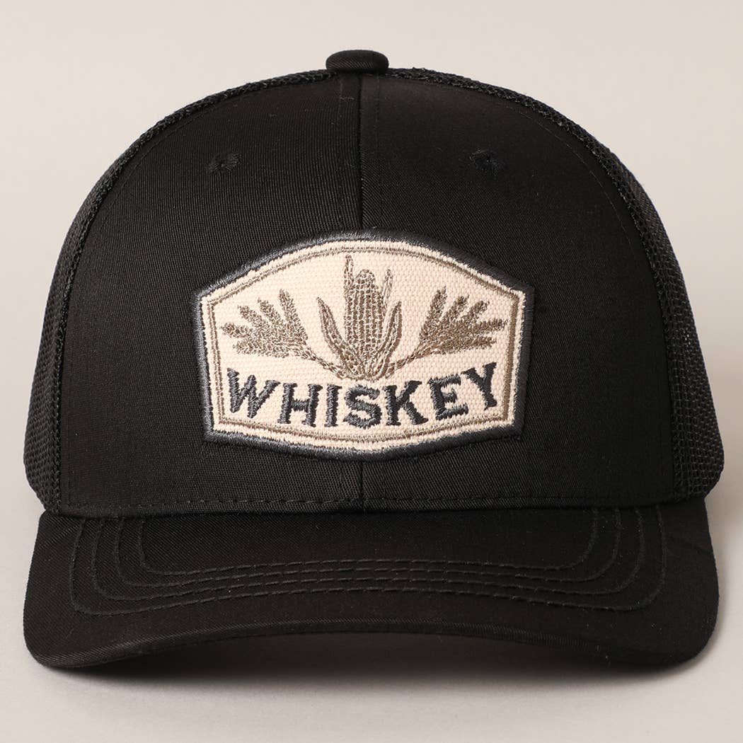 Men's Embroidered Whiskey Patch Baseball Cap with Mesh Back