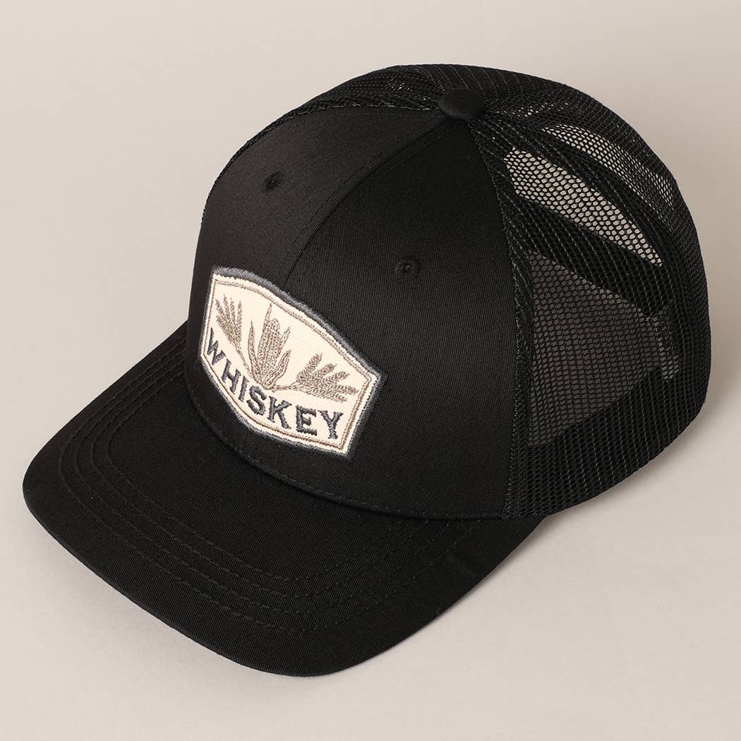 Men's Embroidered Whiskey Patch Baseball Cap with Mesh Back