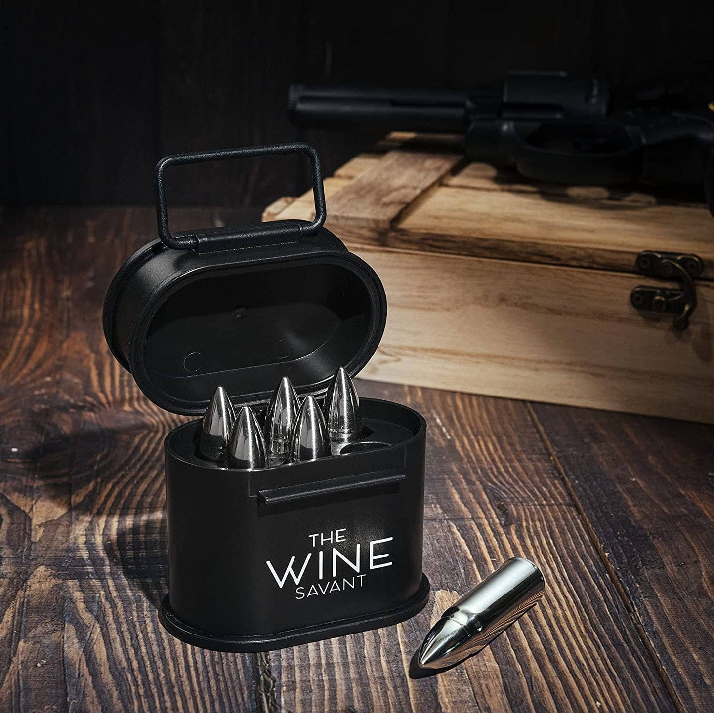 Whiskey Stones Ammunition Box Bullets Stainless Steel - Set