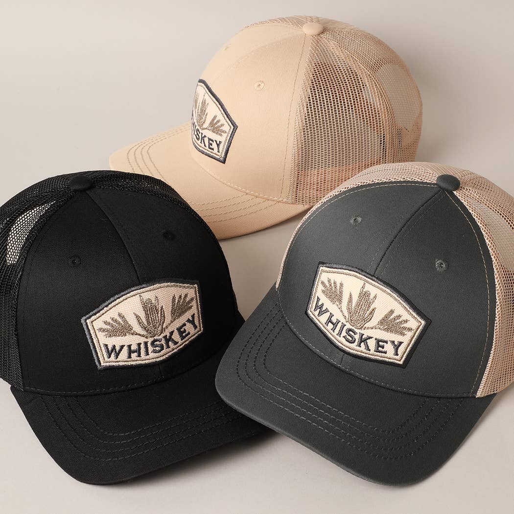Men's Embroidered Whiskey Patch Baseball Cap with Mesh Back