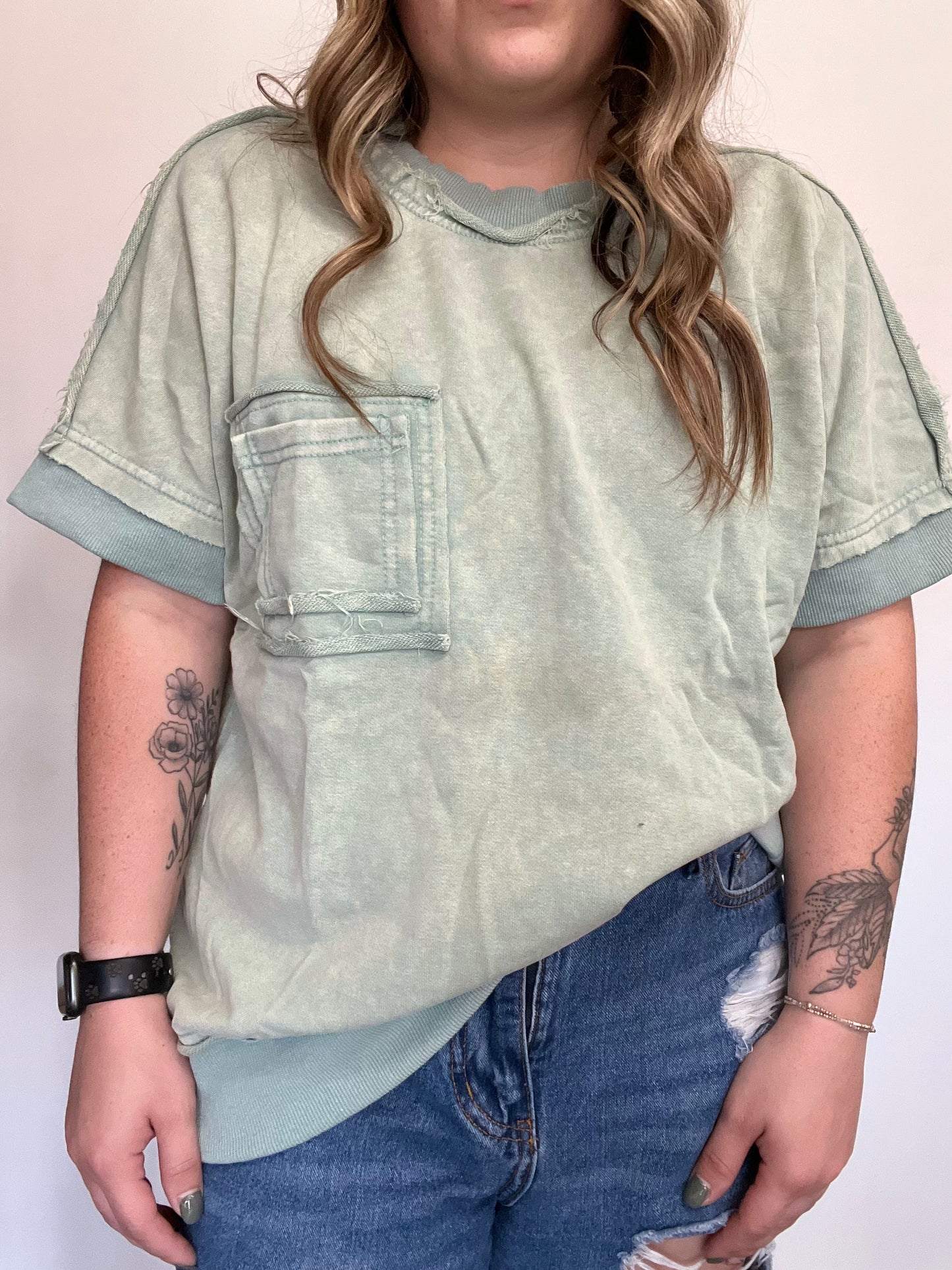 Acid Wash Raw Edge Top