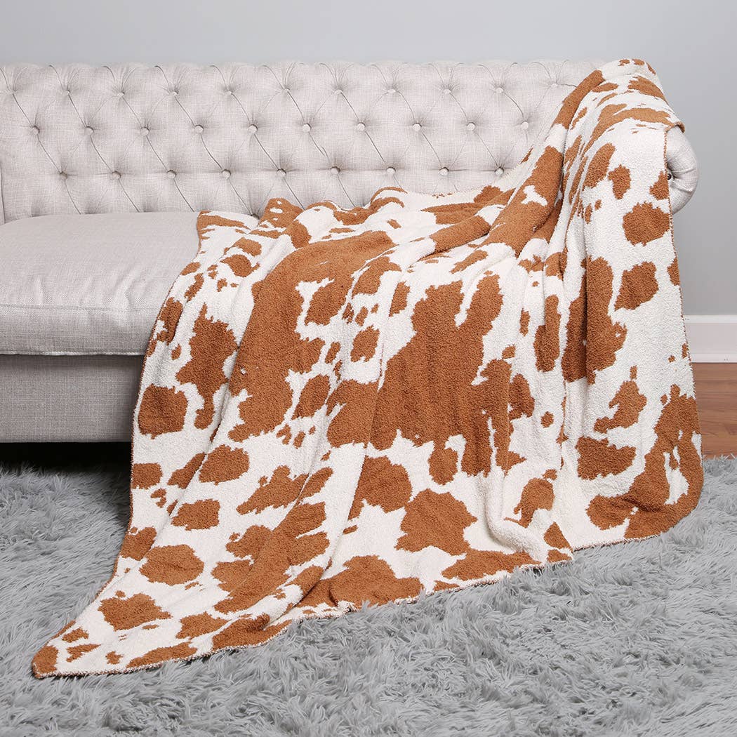 Cow Pattern Throw Blanket: BROWN / ONE SIZE