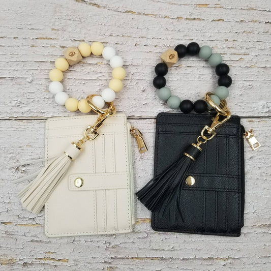 Tassel Card Case Bracelet Leather Keychain Wallet