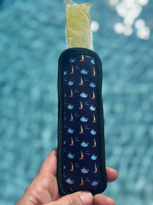 Neoprene Popsicle Holder “Whales & Boats”