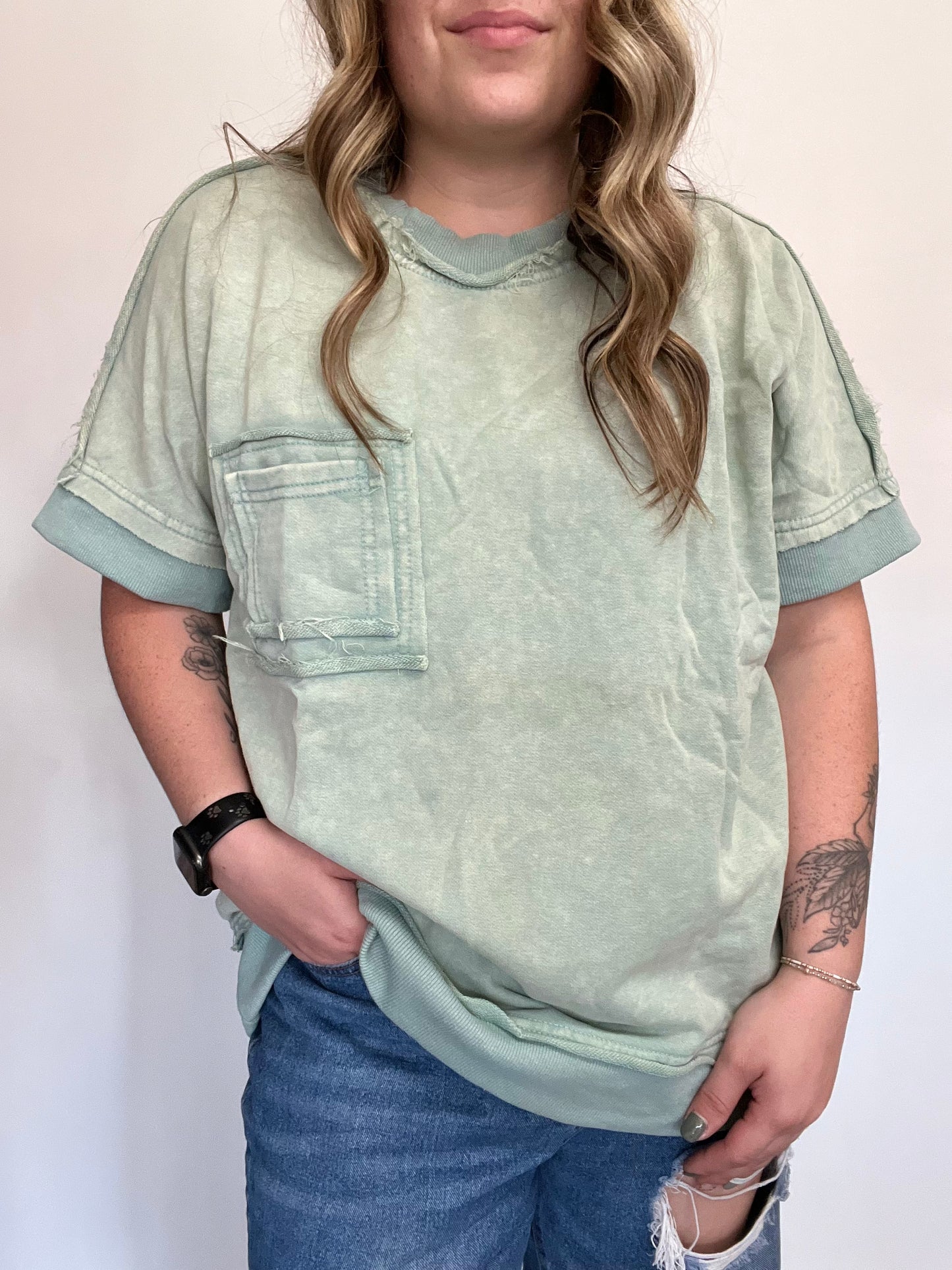 Acid Wash Raw Edge Top