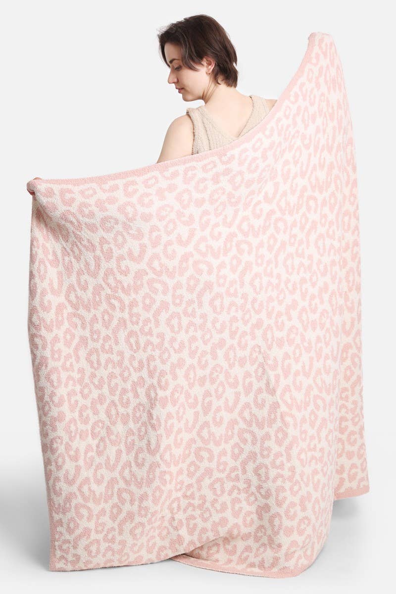 Leopard Print Luxury Soft Throw Blanket: PINK / ONE SIZE