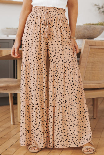 Dotted Ruffle Wide Leg Pants