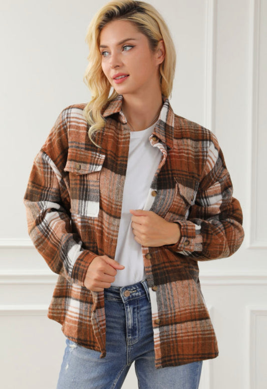 Brown Plaid Shacket