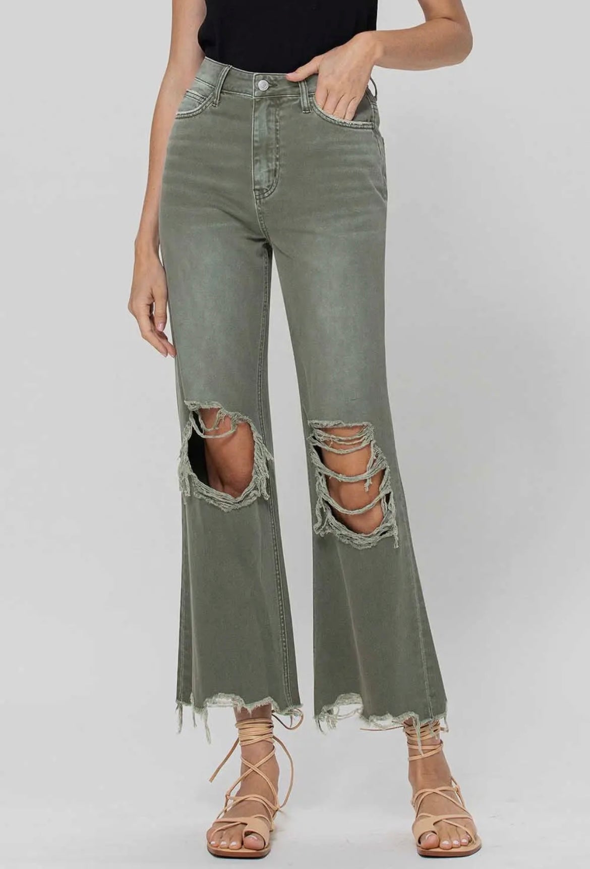 VERVET | 90's Vintage High Rise Crop Flare Jeans