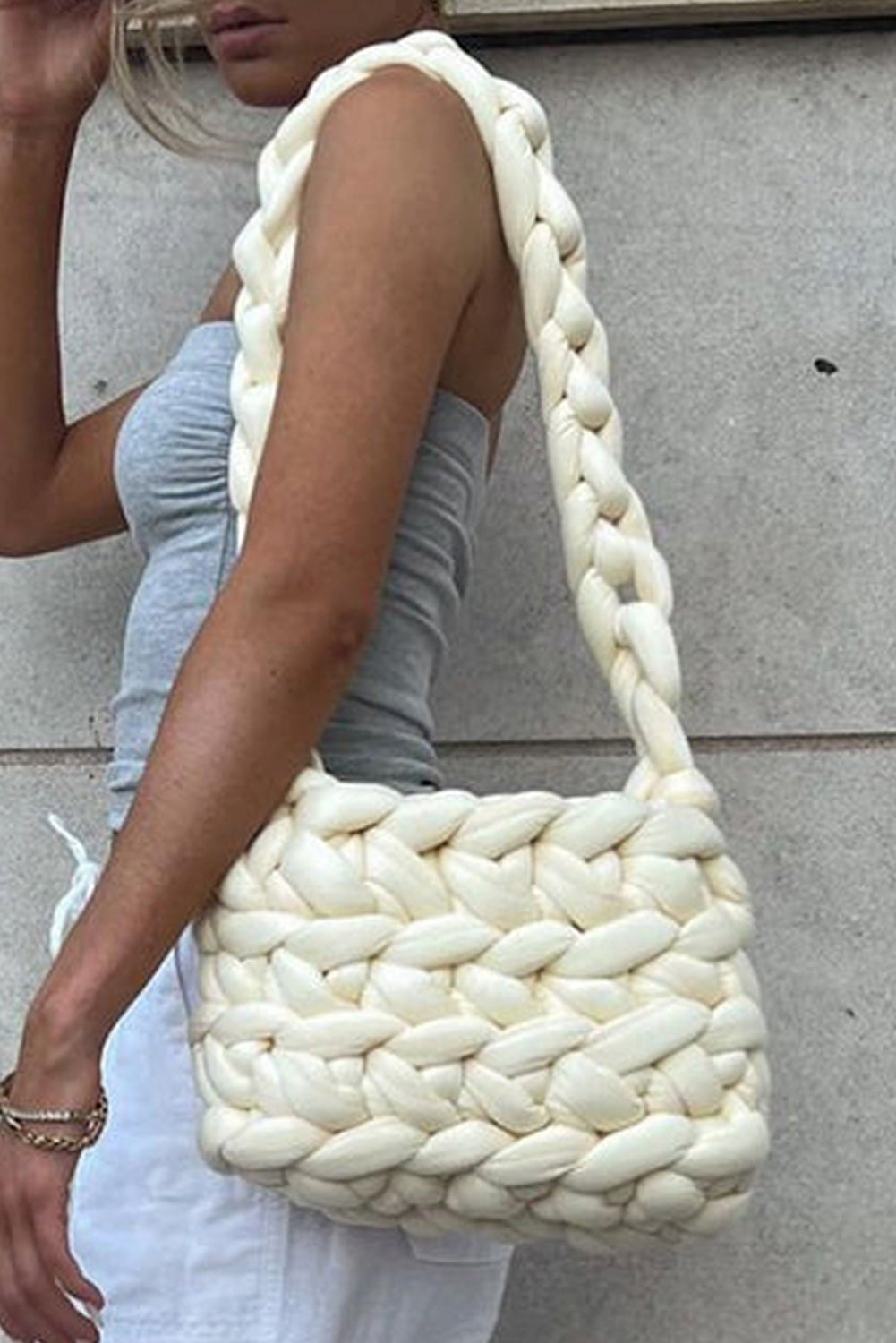 Woven White Bag