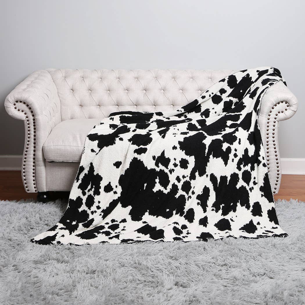 Cow Pattern Throw Blanket: BROWN / ONE SIZE