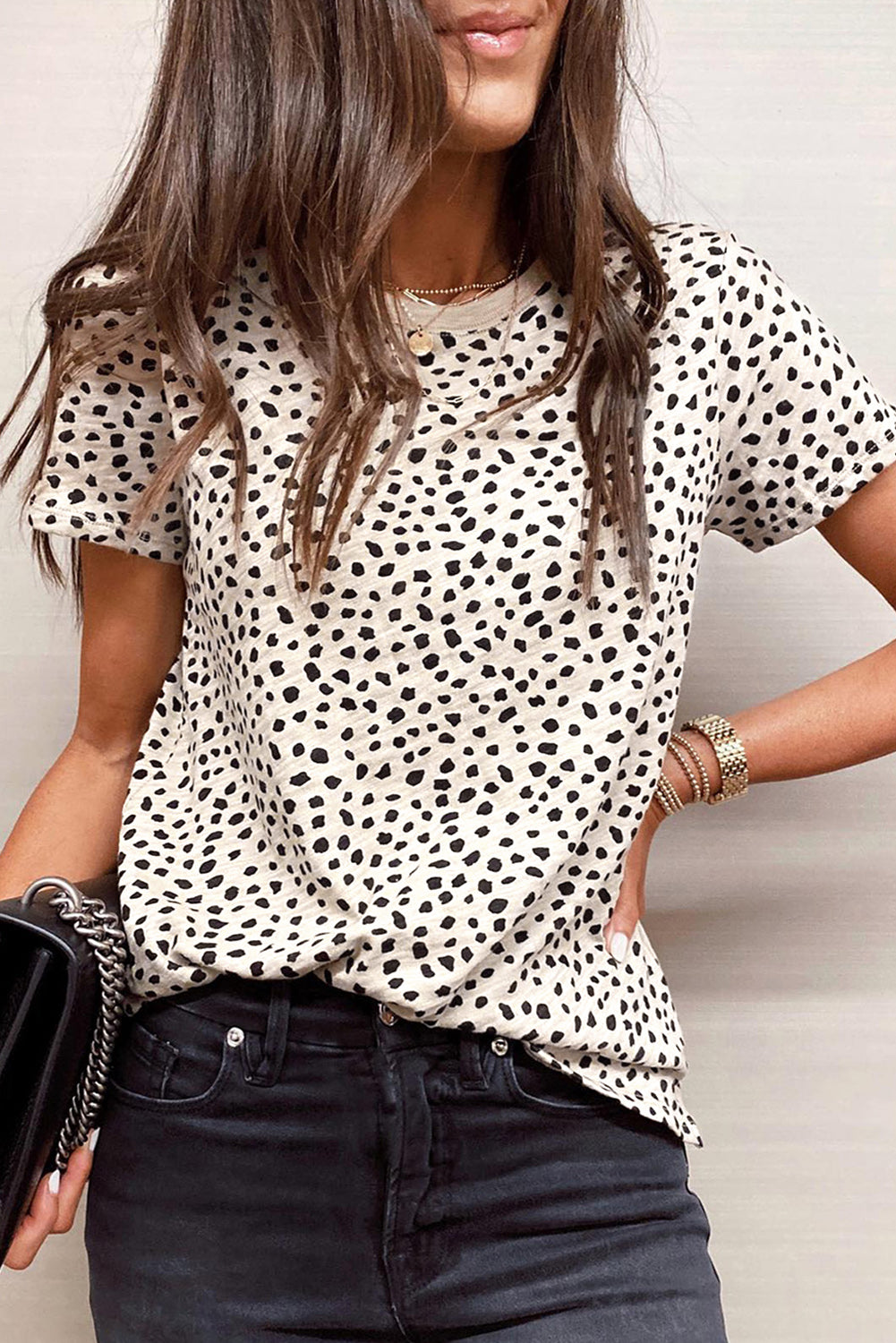 Apricot Dotted T-Shirt
