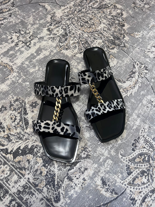 Black Leopard Sandals
