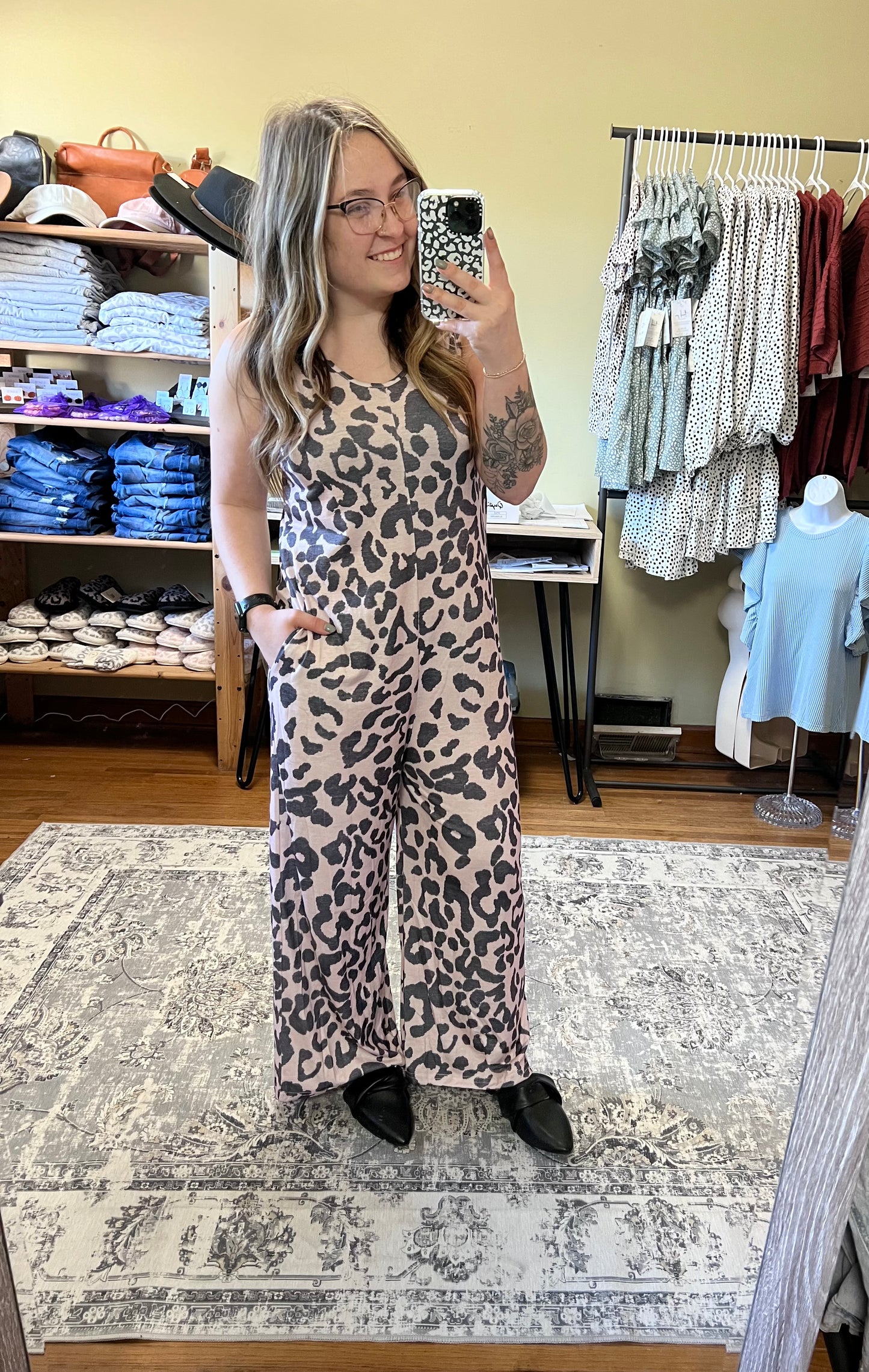 Leopard Jumpsuit with Pockets