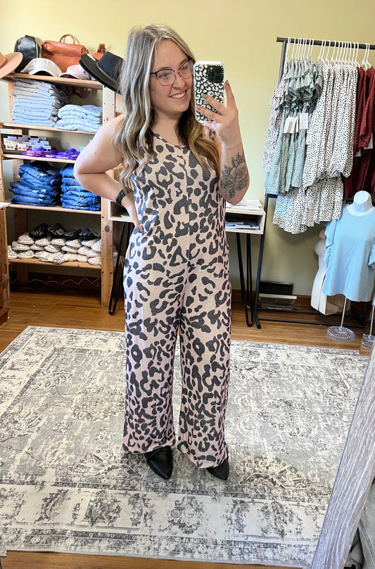 Leopard Jumpsuit with Pockets