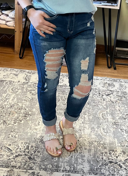 Dark Blue Ripped Jeans